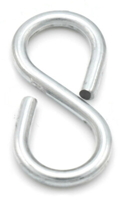 Hanging Closed Style S Hook- Zinc Plated Steel Chain & Rope Fitting -Select Size