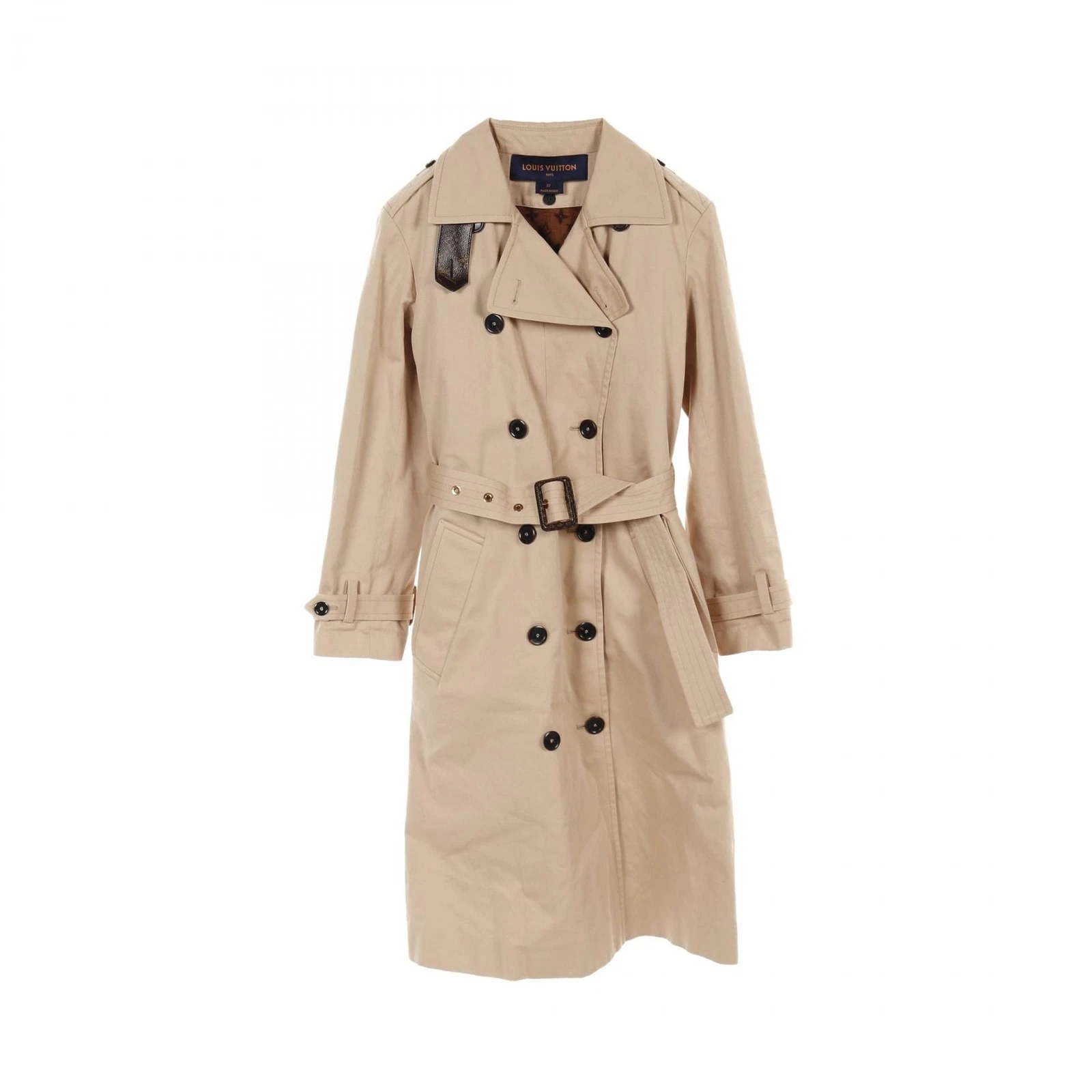 LOUIS VUITTON（LV） LOUIS VUITTON Trench cappotto FI0X24TIX cotone beige marrone usato donnaa ta