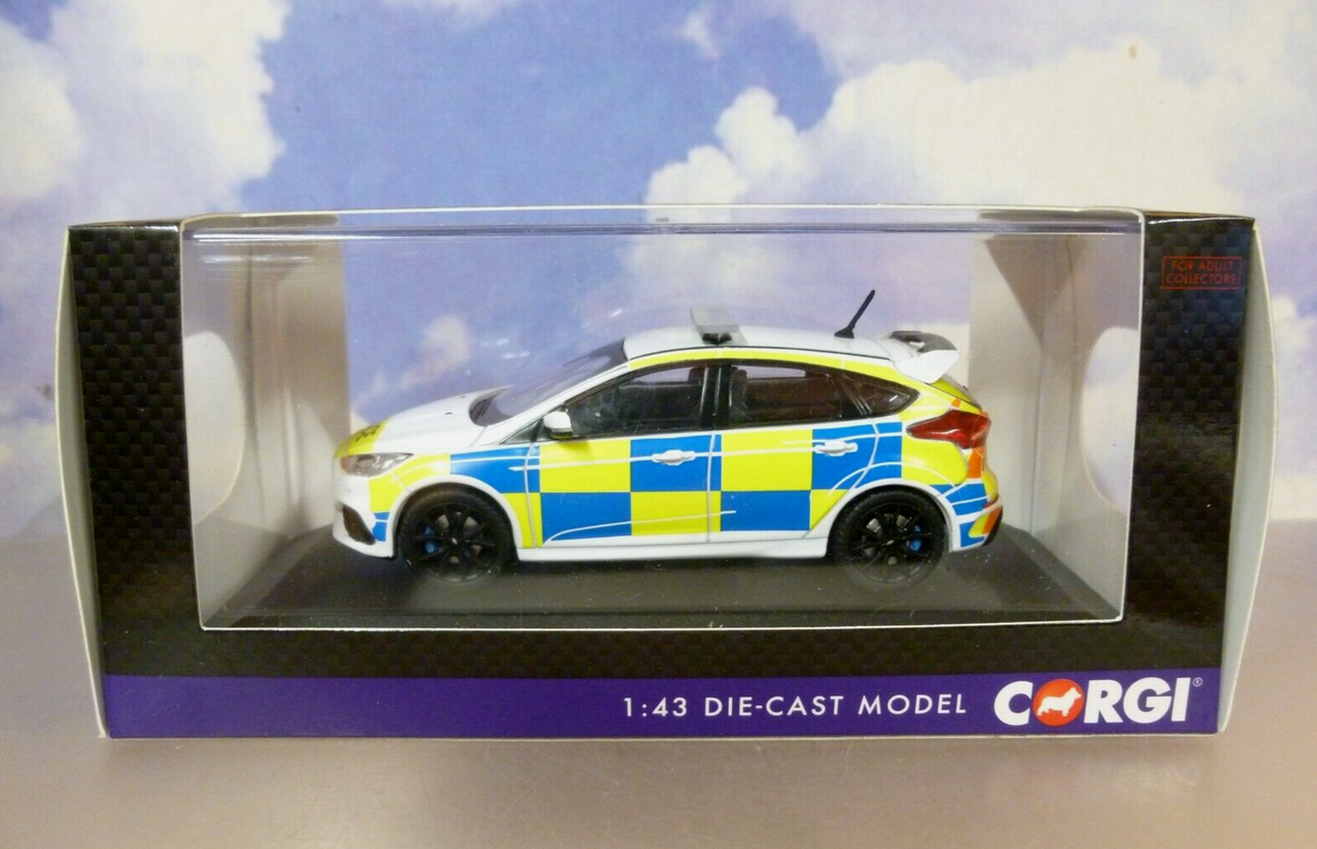 Ford Focus MK III RS Police 2016 Miniature 1/43 Corgi Vanguards - Blanche Et Jaune
