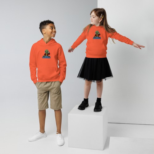 alien disc jockey embroidery | girl's youth eco hoodie - Picture 9 of 27