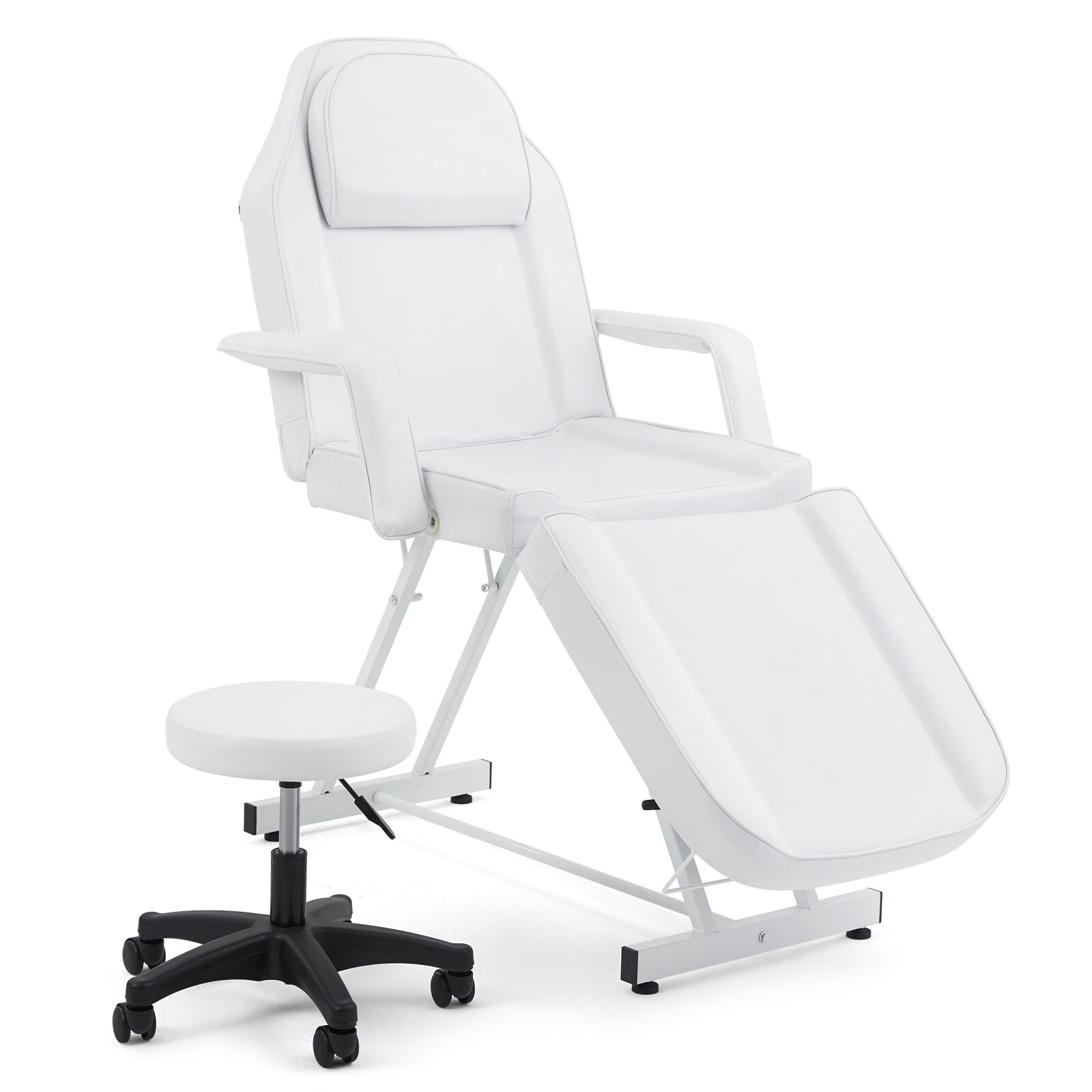 Adjustable White Massage Table Facial Bed Tattoo Chair Salon Beauty Spa w/ Stool