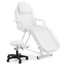 Adjustable White Facial Bed Massage Table Tattoo Chair Salon with Stool
