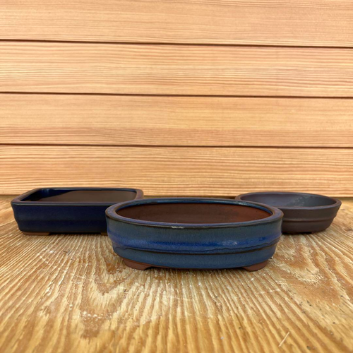 Medium set of 3 good " 和鉢常滑 "Traditional Tokoname japanese bonsai pot good shape - Picture 11 of 20