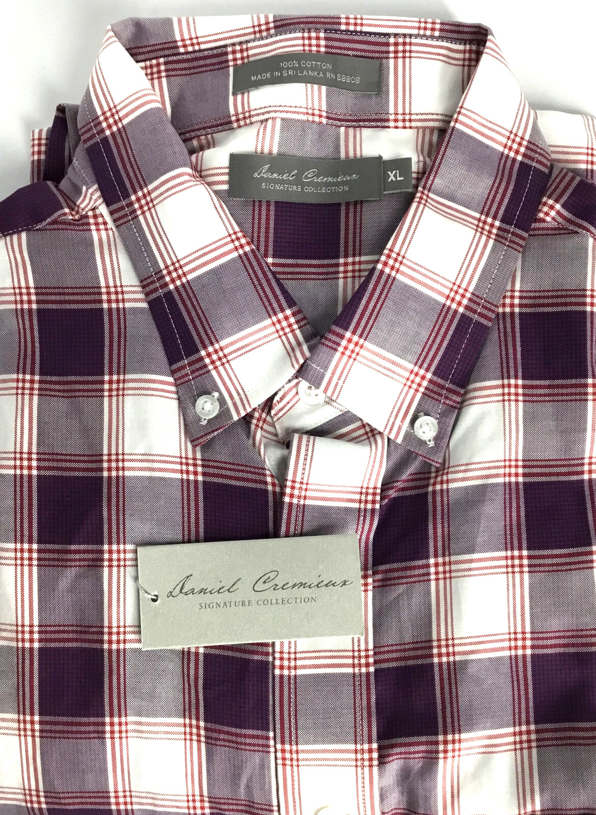 $79,50 Фирменная рубашка Cremieux Collection с коротким рукавом из хлопка Wine Berry XL