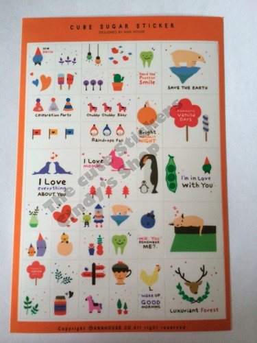#02 Cube Sugar Cute Simples PVC Stickers Deco 5 sheets - Picture 4 of 6