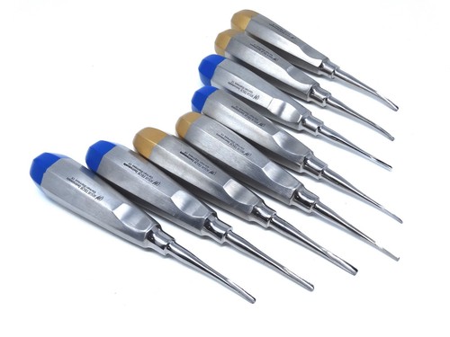 GERMAN 8 PCS STRAIGHT+CURVED DENTAL EXTRACTION LUXATING ELEVATORS 1.5mm -4mm - Picture 3 of 4