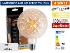 LAMPADINA LED VINTAGE A FORMA DI SFERA E27 4W VETRO AMBRATO LUCE CALDA 2500K