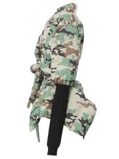 Ladies Green Black Camouflage Chic Street Edgy Belted Puffa Jacket Coat 10 12