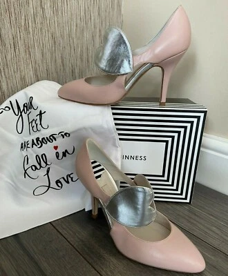 Lulu Guinness Nude Rose Silver Heart Court Shoes UK 5 Neuf Avec Étiquette 275 £ - Photo 1/4