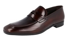 PRADA Polished Leather Penny Loafer Dress Shoes 2DC061 Brown - US 8.5 EU 41,5