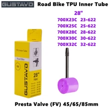 GUSTAVO Road/Gravel Bike TPU Inner Tube 700x18-28/23-32/35-50C FV 45/65/85mm
