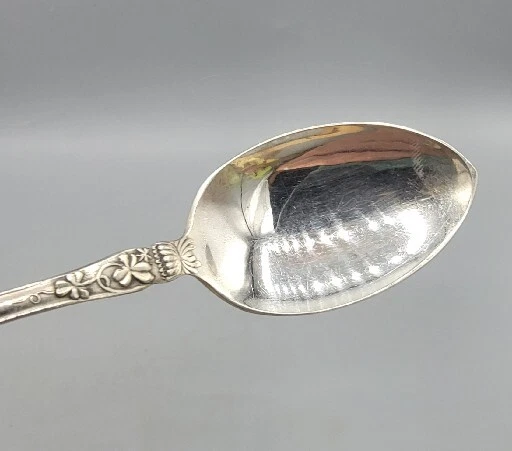 Antiguo trébol Holmes Tuttle H&T MFG plateado flor silvestre cucharadita floral  Foto 3 de 4