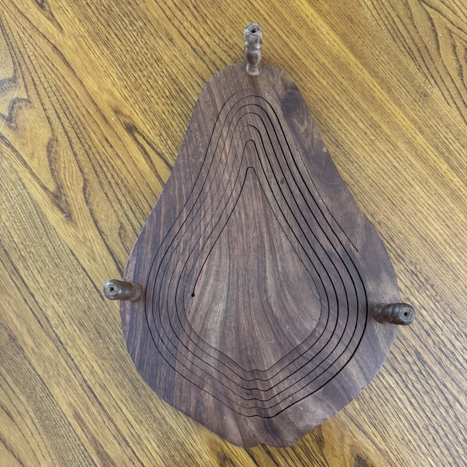 Cesta de frutas plegable de madera hecha a mano con incrustación de latón 16x10 Foto 3 de 4