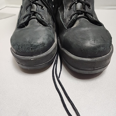 NAVY FLIGHT DECK Mens Steel Toe Boot Sz 7.5 R Black Leather