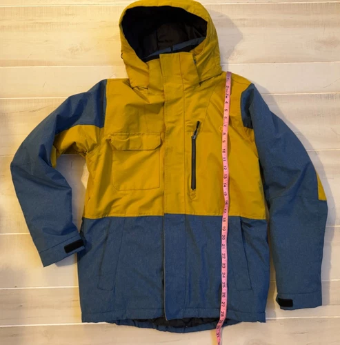 Liquid blue yellow mustard hooded snowboard ski winter jacket coat  size S men's - product listing photo