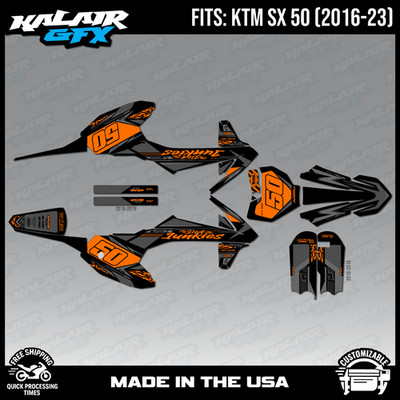 Graphics Kit for  KTM 50SX SX50 50 SX (2016-2023) Rugged Series - Orange Shift