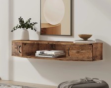 Floating TV Stand with Blue LED Light, Wall Mounted TV Shlef, Entertainment