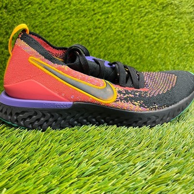 Nike Epic React Flyknit 2 Womens Size 8 Black Orange Running Shoes Sneakers