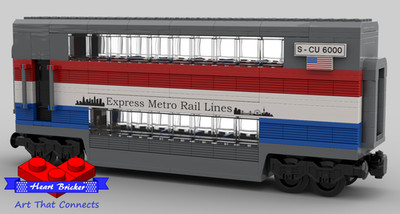 LEGO Double Decker Metroliner Train Car CUSTOM Kit, MOC.  100% NEW LEGO Pieces.