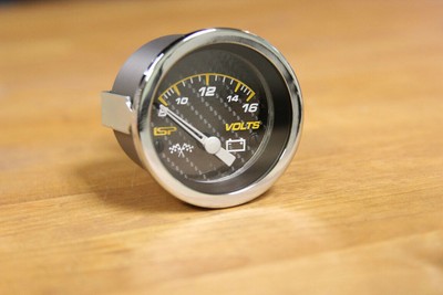 VW TYPE 123 BUG BUS GHIA ISP CARBON FIBER RACE 12V VOLTMETER GAUGE 2-1/16''
