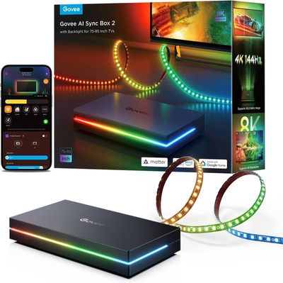HDMI 2.1 Sync Box 2, AI Sync Box with TV Backlight, Supports 8K@60Hz, 4K@144Hz,