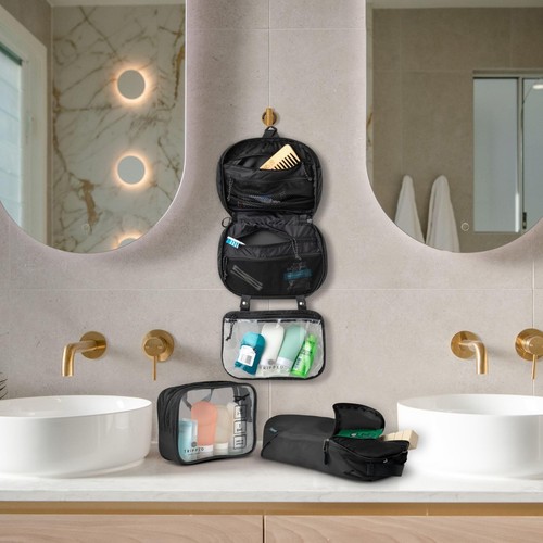 Toiletry Bag Kit Set: Hanging Travel Toiletry Bag + 311 TSA Cosmetic Liquid B... - Picture 2 of 9