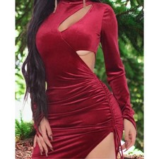 Dress Women Burgundy Velvet Midi Size L Dress Burgundy Velvet NWT  (Reg: $55)