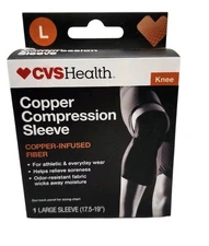 CVS Health Knee Copper Infused Compression Sleeve For Knee Large 17.5-19"