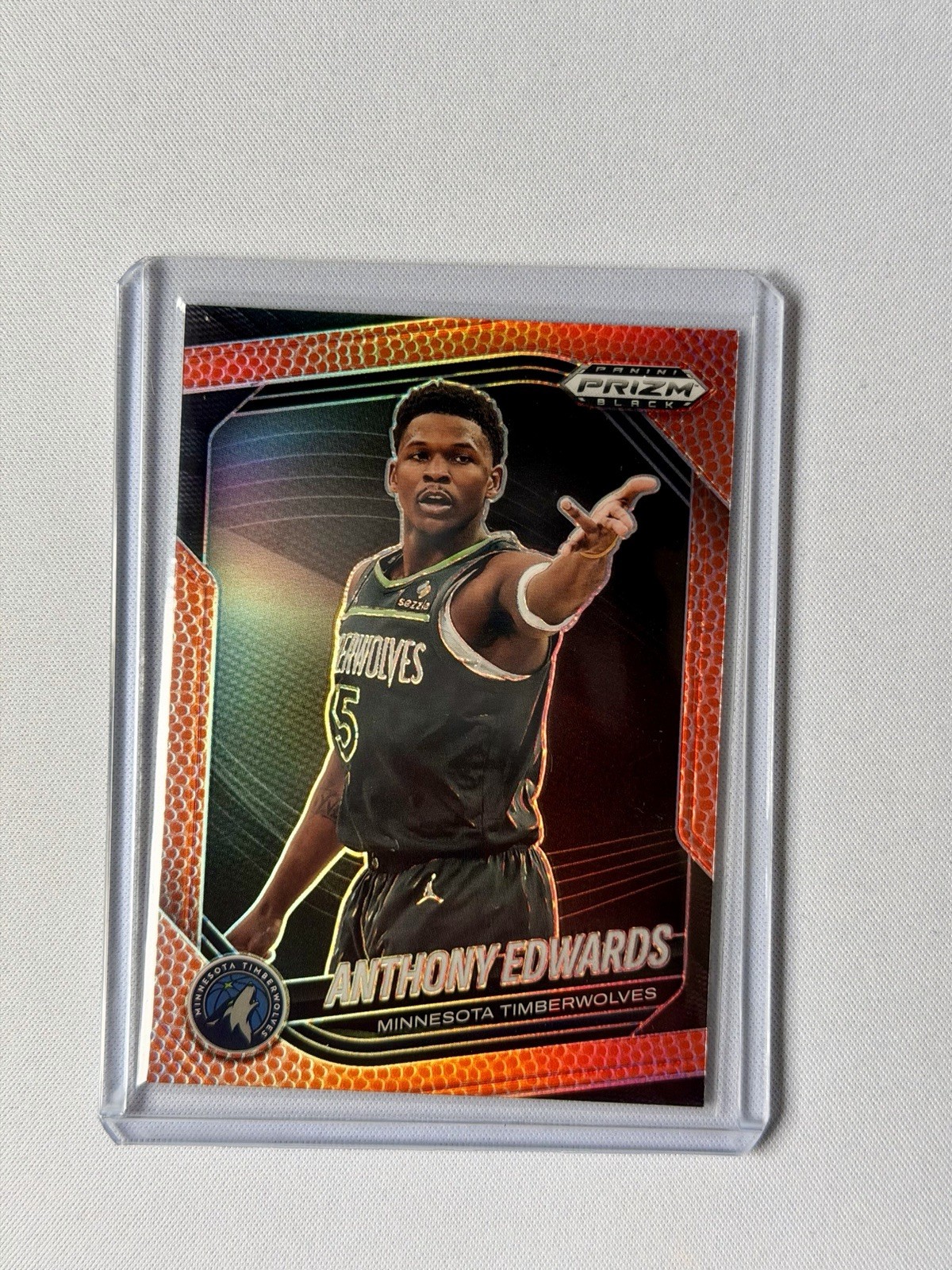Anthony Edwards 2024-25 Panini Prizm Black Basketball Prizm 001/225 #17