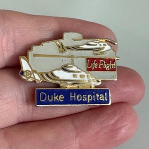 Vintage Duke University Hospital Life Flight Enamel Helicopter Pin Air Ambulance