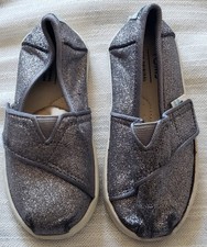 NWOT Toms Pewter Gray Toddler Glitter Sparkle Slip-on Shoes, Size T7