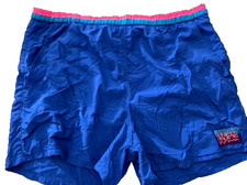 Leggoons Nylon Shorts Athletic Large Blue with Hot Pink Made in USA