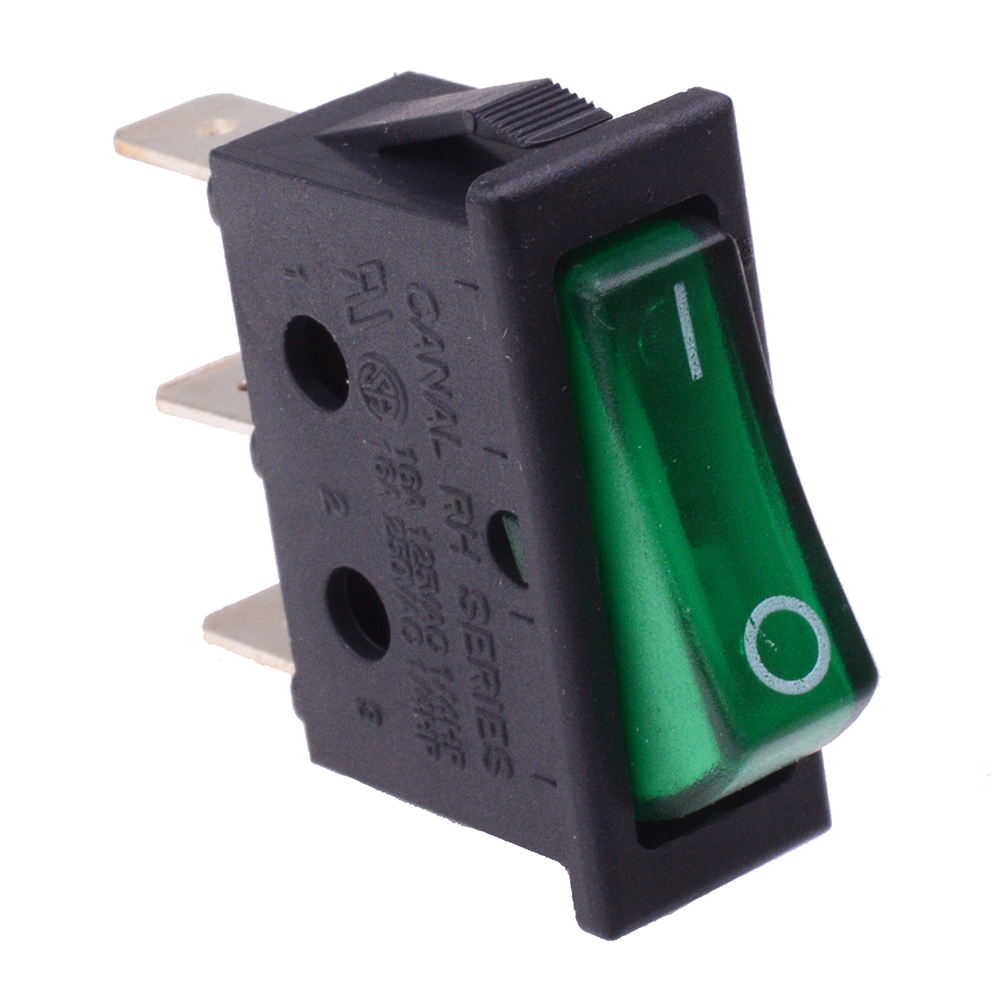 Green On-Off 110V illuminated Rectangle Rocker Switch SPST 16A