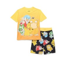 Pok mon Boys Graphic Print Tee  Shorts 2-Pcs Sleep Set, 2-Pcs Size XS 4/5 