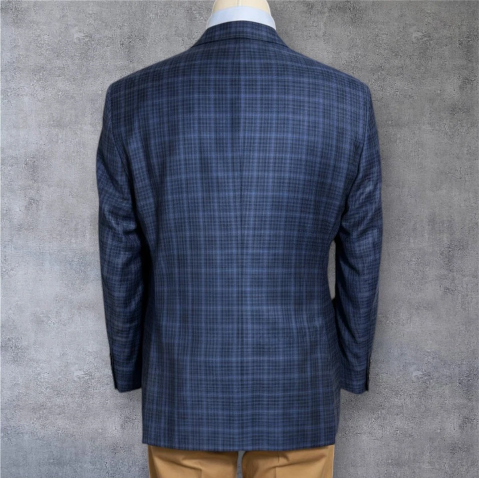 Blazer a Cuadros Azul HART SHAFFNER MARX Hombres 44S Abrigo Deportivo de Lana Chaqueta de 2 Botones Foto 2 de 4