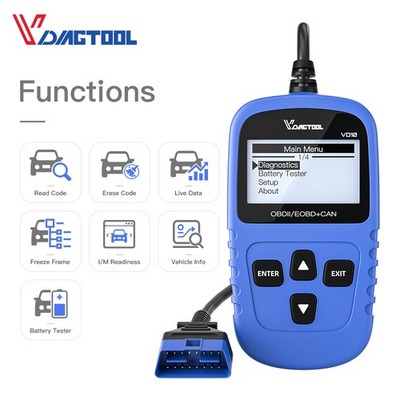VDIAGTOOL VD10 OBDII Scanner Car Check Engine Fault Diagnostic Read/ Erase Code