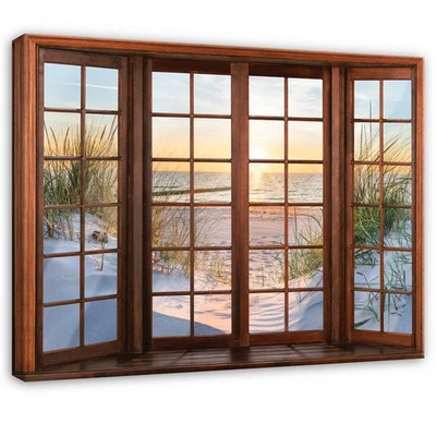 Leinwand Natur Strand Meer Blau Braun Wandbilder Groß Leinwandbild Wanddeko 190 - Bild 1 von 4