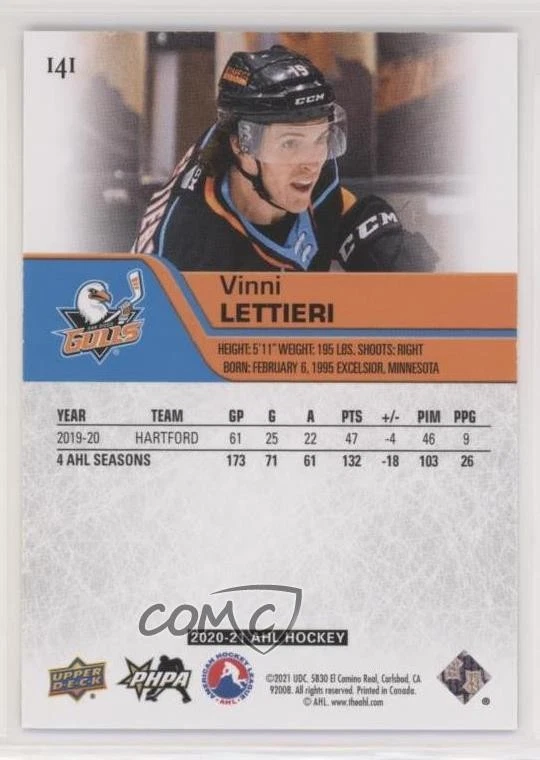 2020-21 Upper Deck AHL High Gloss /10 Vinni Lettieri #141 - Image 2 of 2
