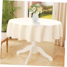 Round Table Cloth, Waterproof Anti-Scratch Polyester 60" Round Beige