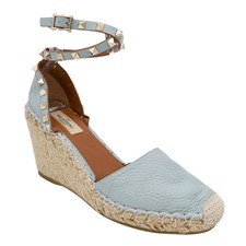 VALENTINO GARAVANI | Alpargata envolvente Rockstud de cuero azul claro cuñas talla 39
