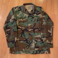 Vintage US Military Woodland Camo BDU Field Jacket Coat M81 Medley Mens Med