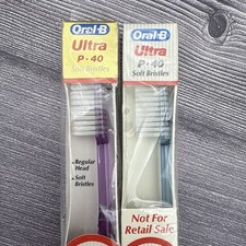 2 LOT VTG 1988 Oral-B Soft Bristles Ultra P-40 Straight Toothbrush His  Hers