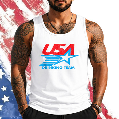 USA Drinking Team 4th of July Funny Independence Day Drunk Tank Top