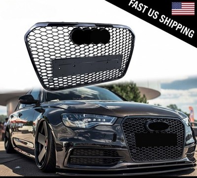 For 2012-2015 Audi A6 S6 C7 RS6 Style Front Bumper Honeycomb Mesh Grille Black