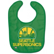 Seattle Supersonics All-Pro Baby Bib -NEW NBA Infant Newborn Cotton Terrycloth