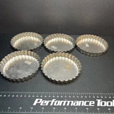 Set 5 Removable Bottom Round Baking Tins For Tart or Quiche Tartlet Pan 4 3/4”