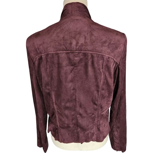 Kut From The Kloth Open Front Faux Sued Jacket, Dark Burgendy/Wine, Large - Picture 3 of 11