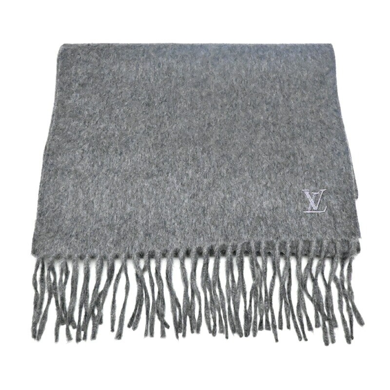 Louis Vuitton Gerum Cashmere Scarf Gray 11.8x70.9in Preowned Luxury