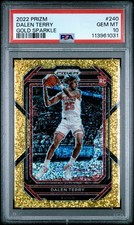 2022 Panini Prizm Dalen Terry Gold Sparkle /24 Rookie RC #240 PSA 10