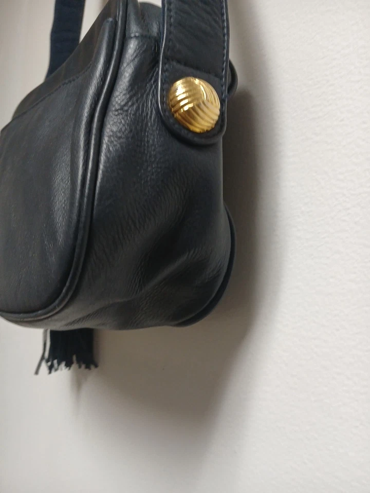 Bolso Bandolera Bolso de Mano Etienne Aigner Vintage Cuero Negro con Borla Foto 4 de 4